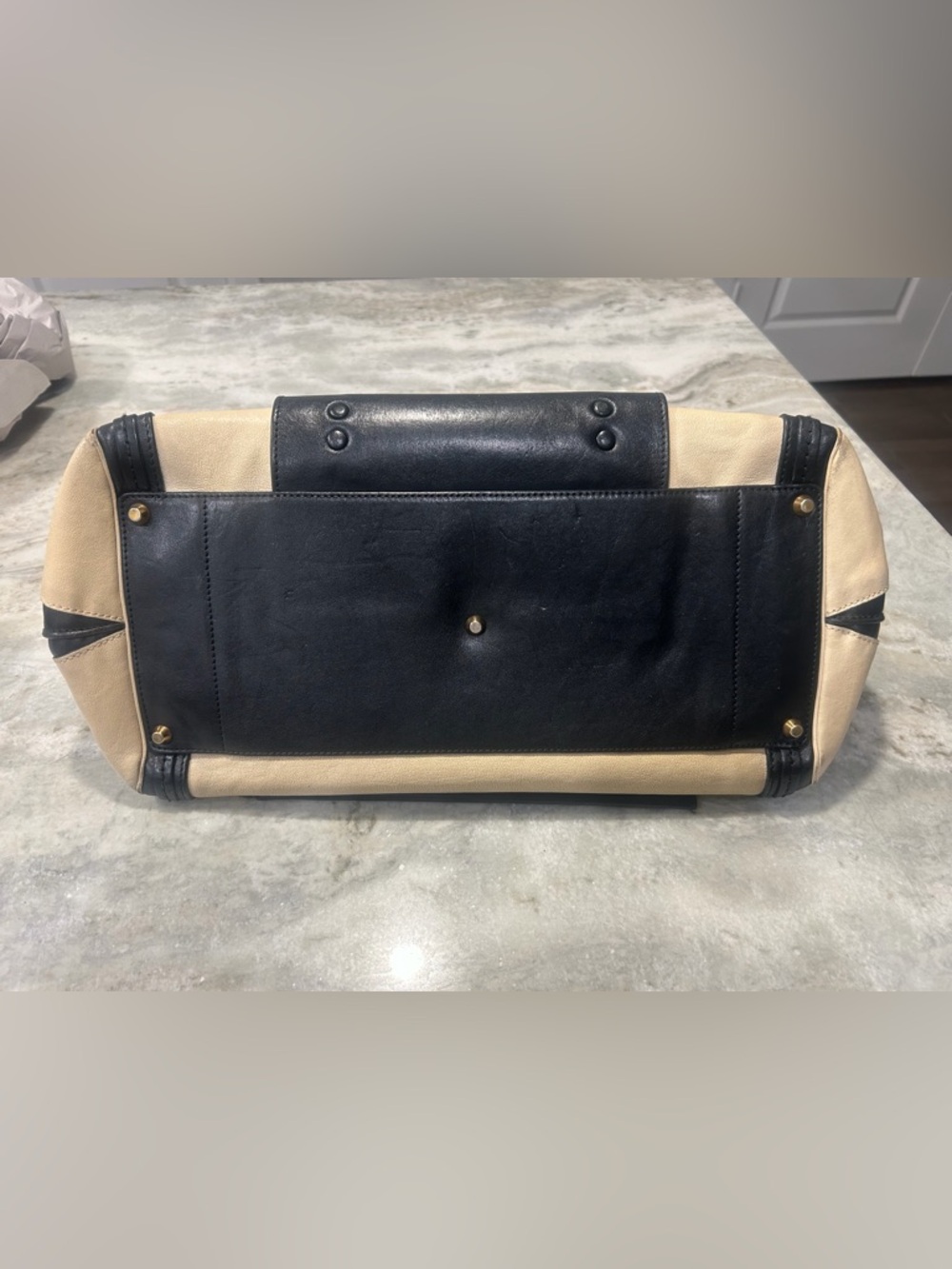 Chloe Black & Cream Leather Top-Handle Satchel - Picture 10 of 10